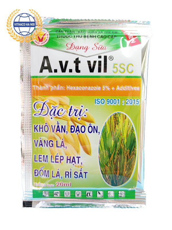 Thuốc phòng trừ bệnh đạo ôn, khô vằn trên lúa A-V-T Vil 5SC