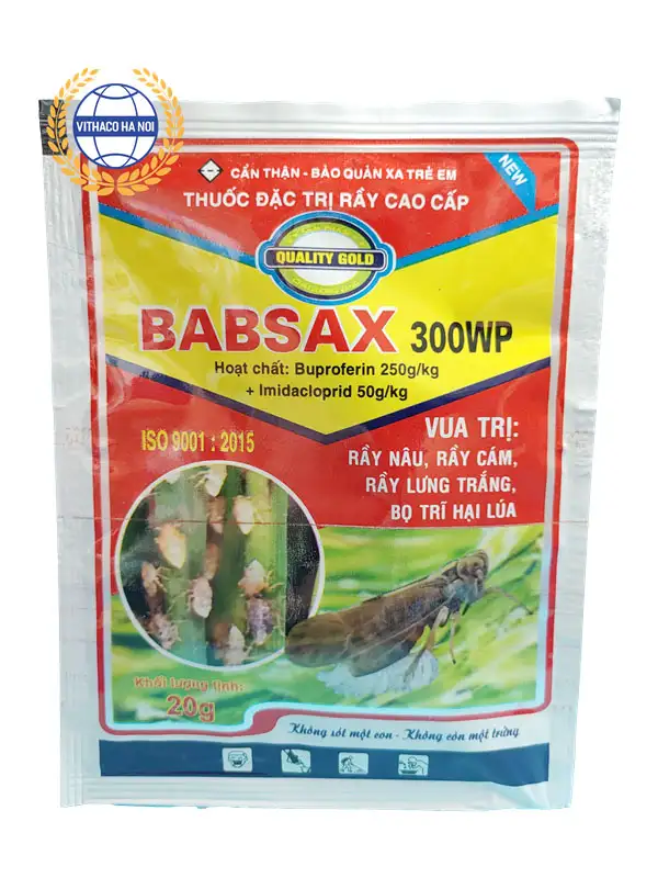Thuốc trừ rầy nâu trên ruộng lúa Babsax 50WP.