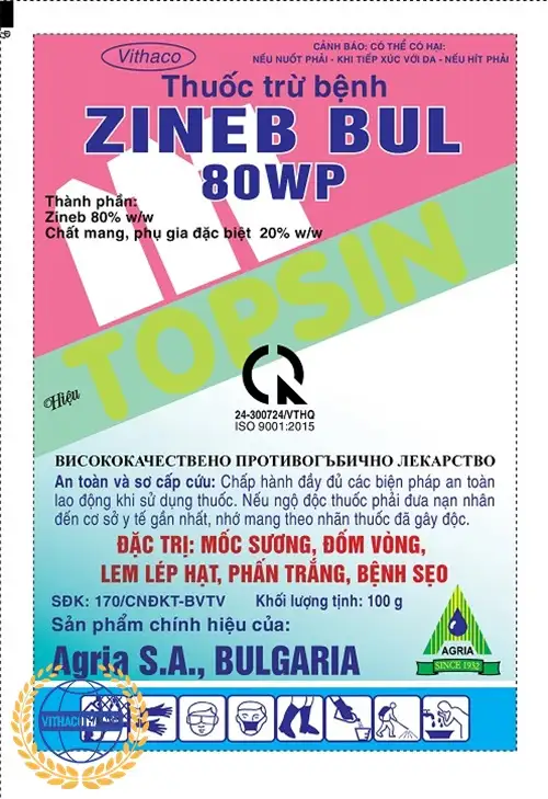 thuốc trừ nấm bệnh cây trồng Zineb Bul 80WP